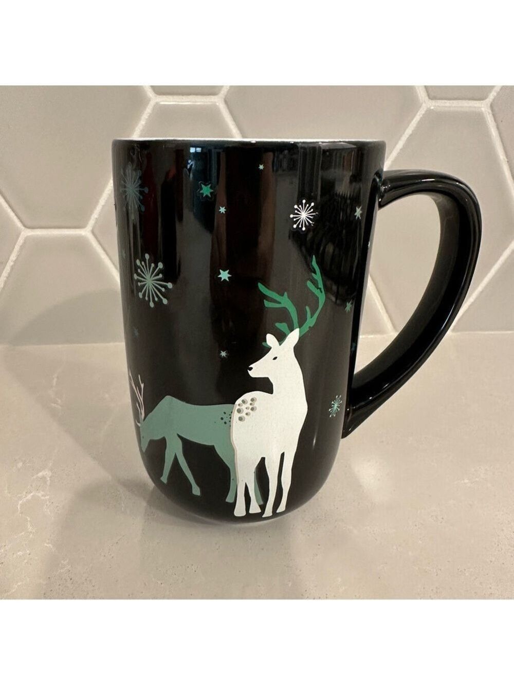 DavidsTea Nordic Colour-Changing Winter Reindeer Mug 16 oz – Holiday Ceramic Cup